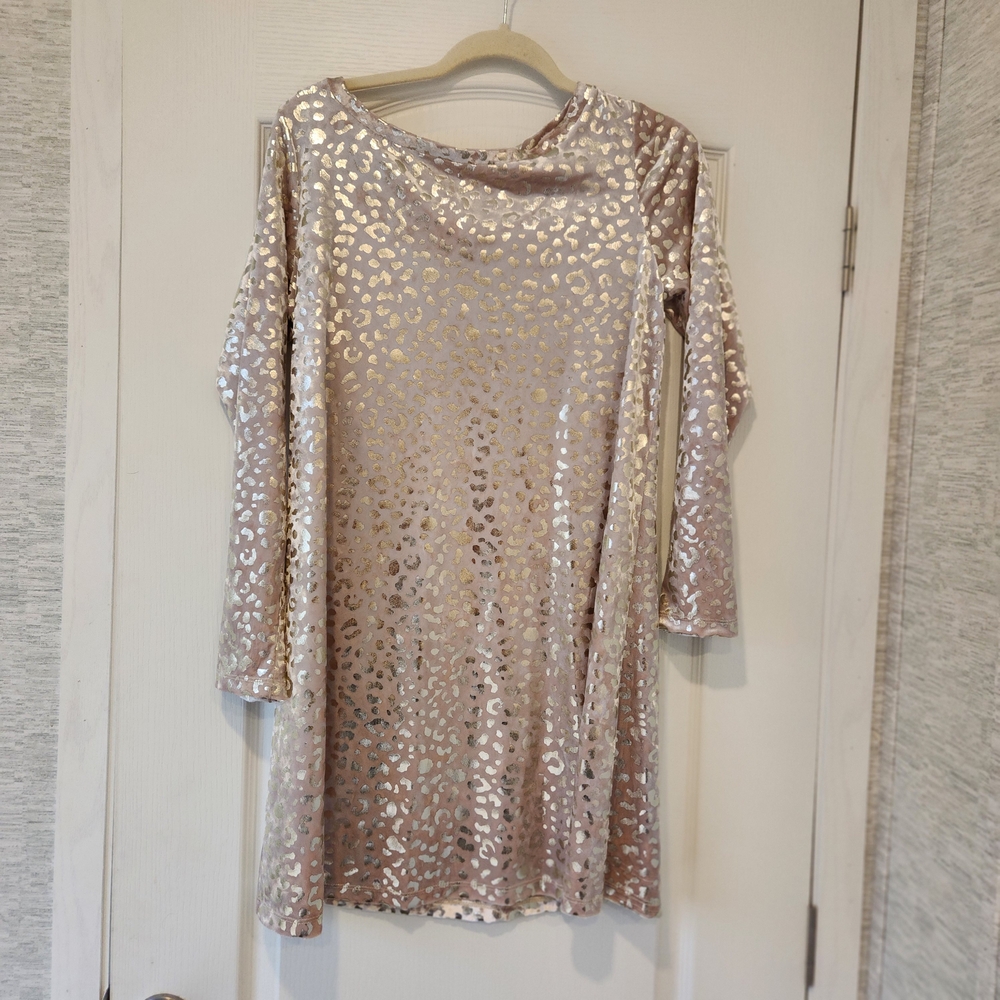 Adrienne Metallic Leopard Print Tunic Size M Euc